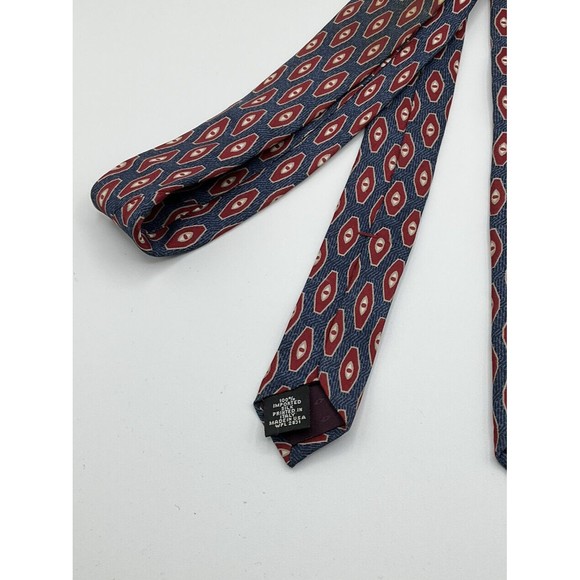 Vintage Don Loper of Beverly Hills Mens 100% Silk Tie Blue Red Retro Wide - Picture 4 of 4